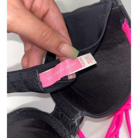 Victoria's Secret Black and Pink Bikini Top - Picture 3 of 4